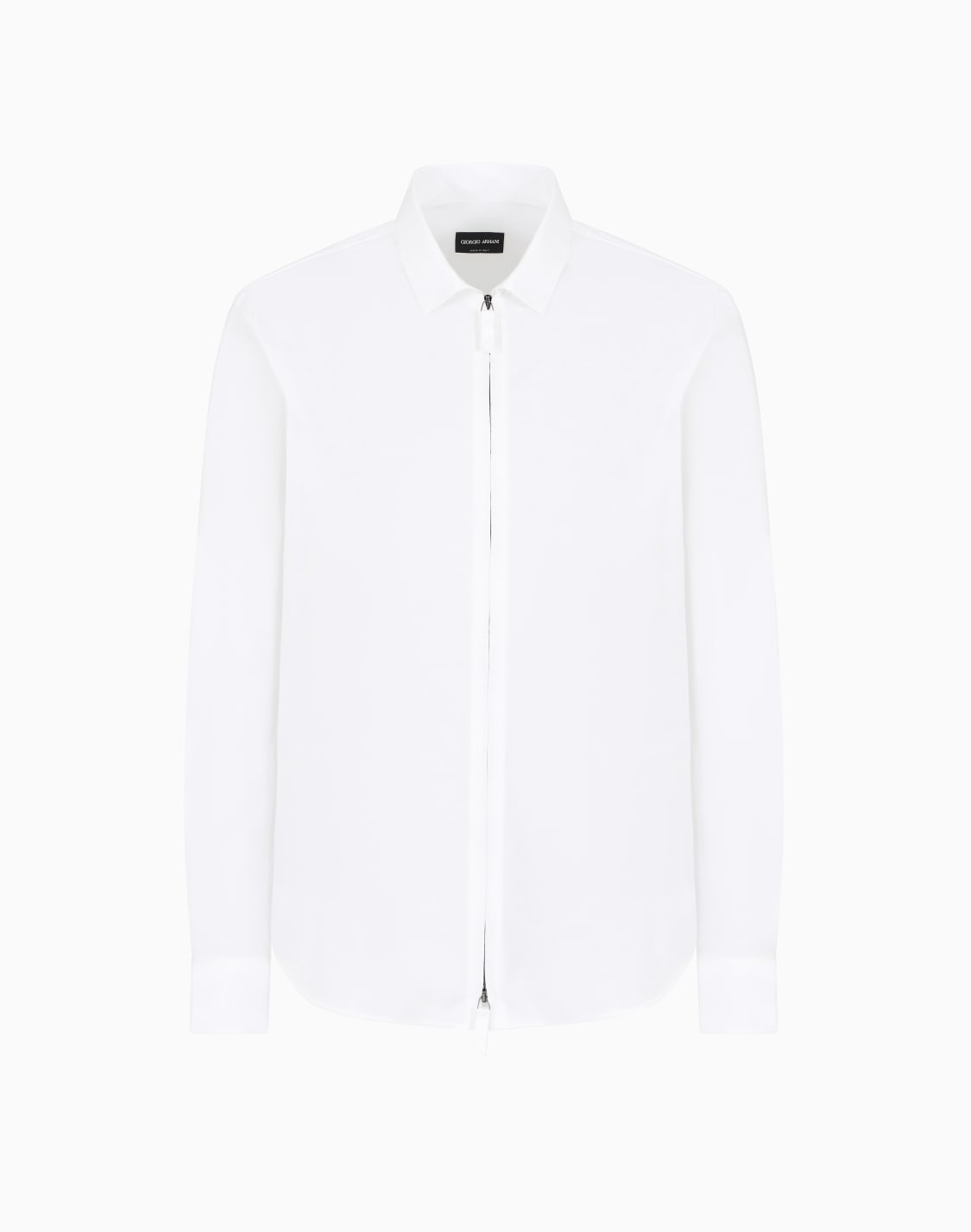 ジッパ付きシャツ-コットンジャジ製-ホワイト--giorgio-armani
