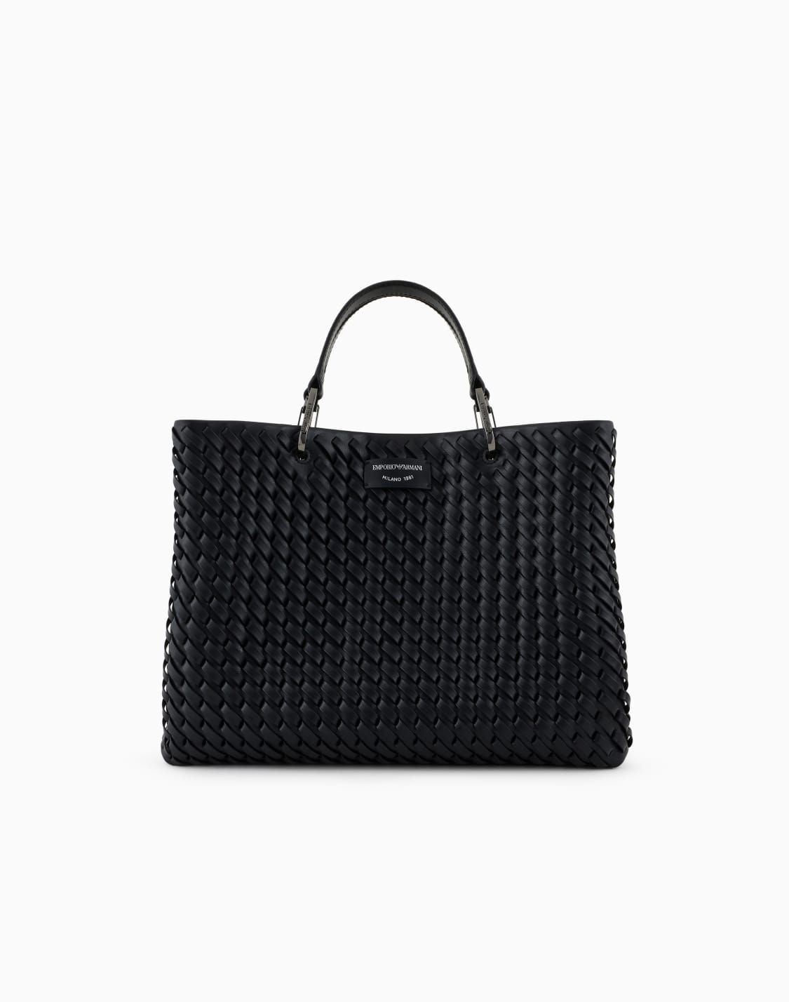 bolso-shopper-myea-mediano-en-piel-trenzada-negro--emporio-armani