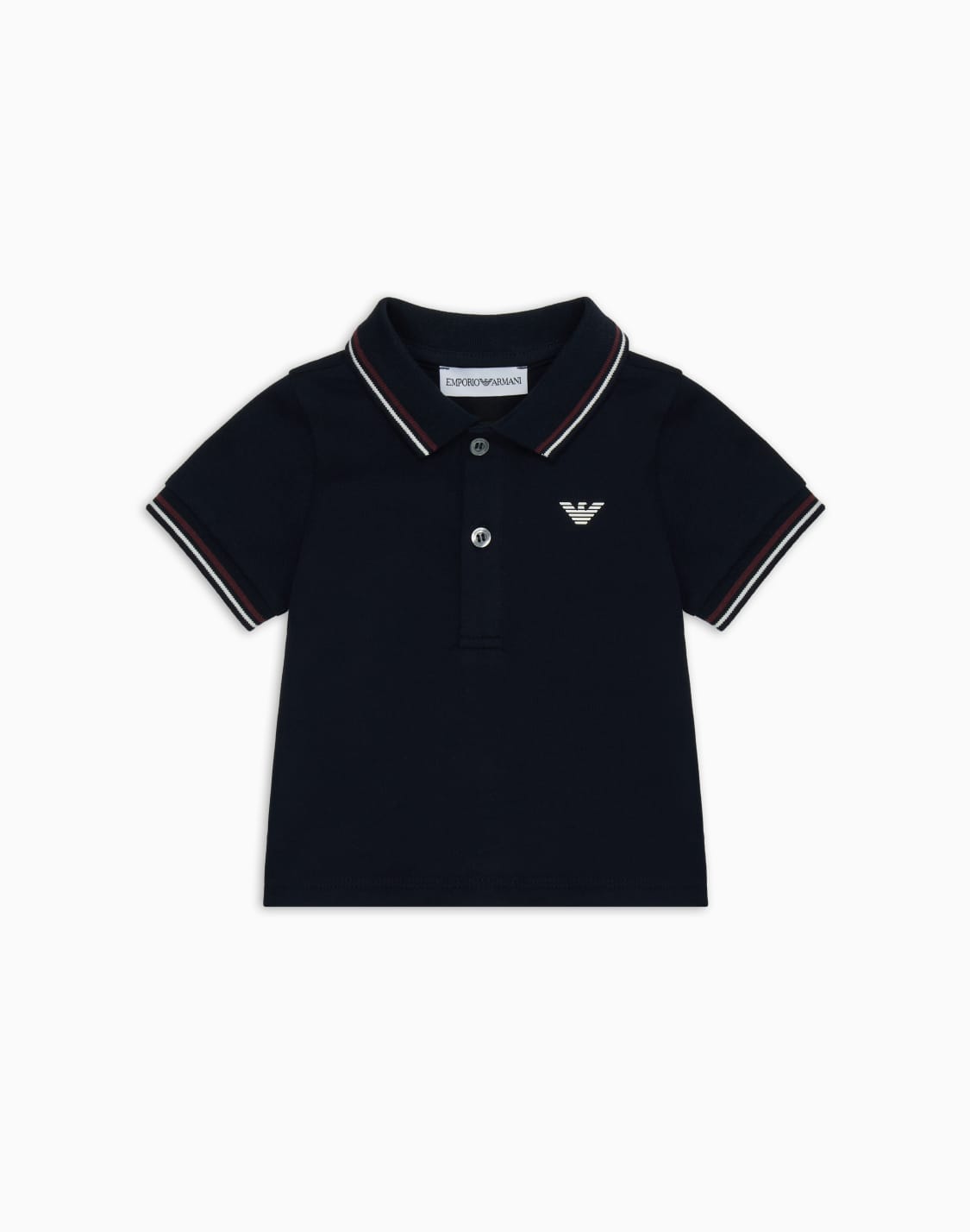 ポロシャツ-ストレッチピケ素材-ストライプトリム-ネイビブル--emporio-armani
