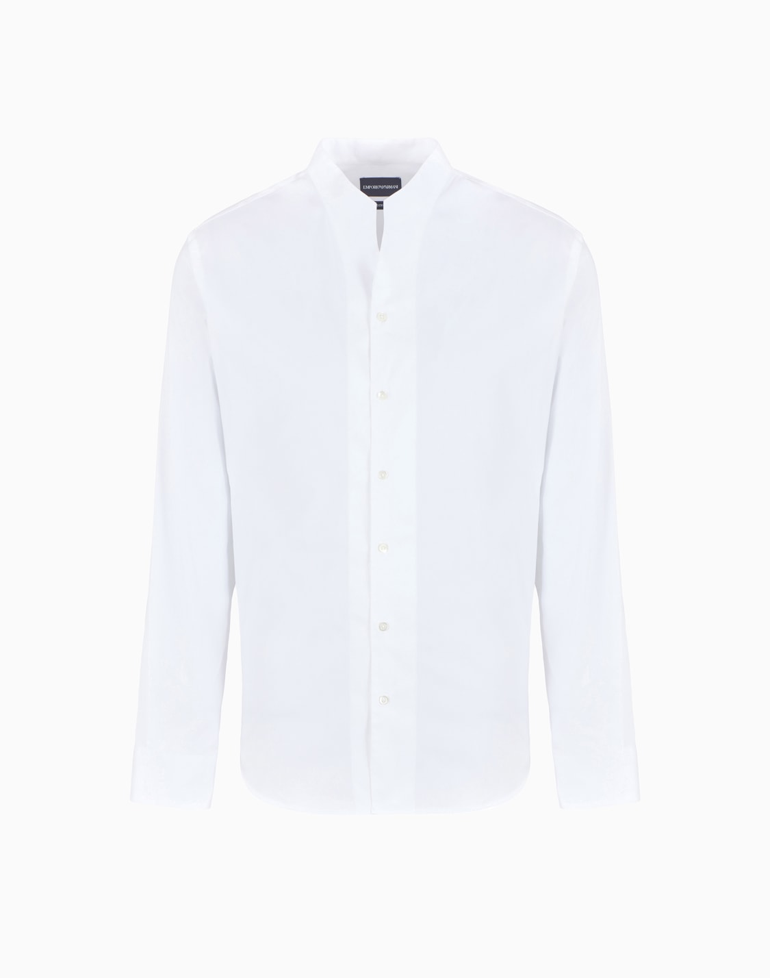グルカラシャツ-ストレッチサテン-ホワイト--emporio-armani