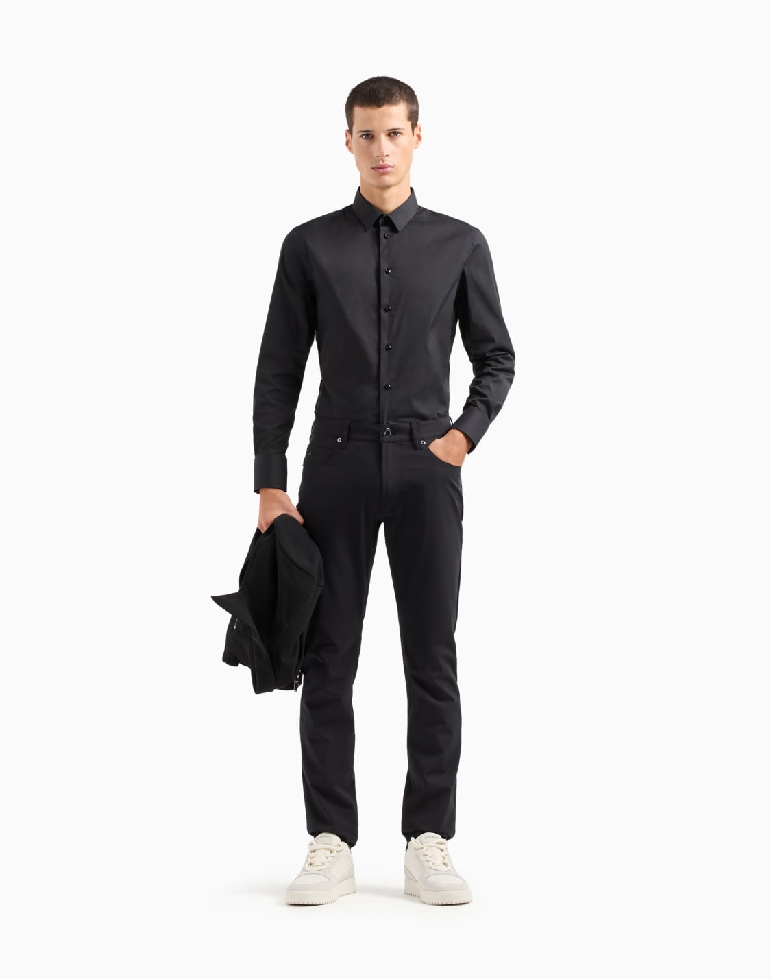 stretch-cotton-poplin-shirt-negro--emporio-armani
