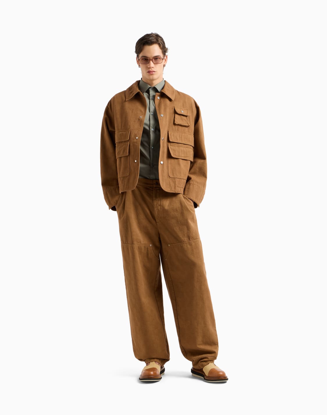 camisa-de-manga-corta-en-mezcla-de-nailon-elstico-verde--emporio-armani