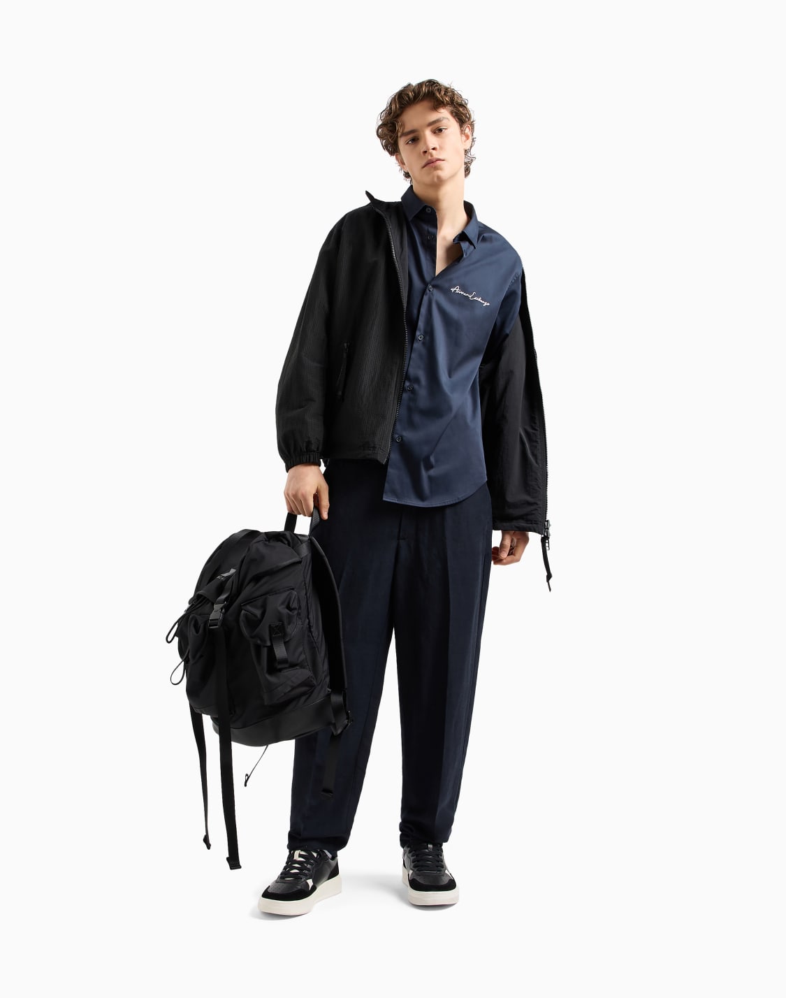 camisa-regular-fit-de-algodn-satinado-elstico-azul-marino--armani-exchange