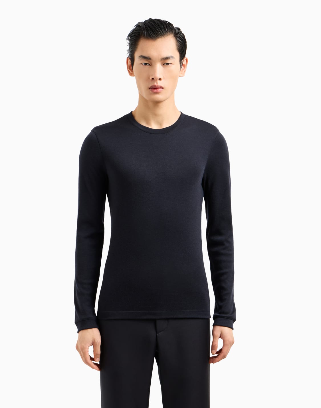 Pure cashmere interlock crew-neck jumper