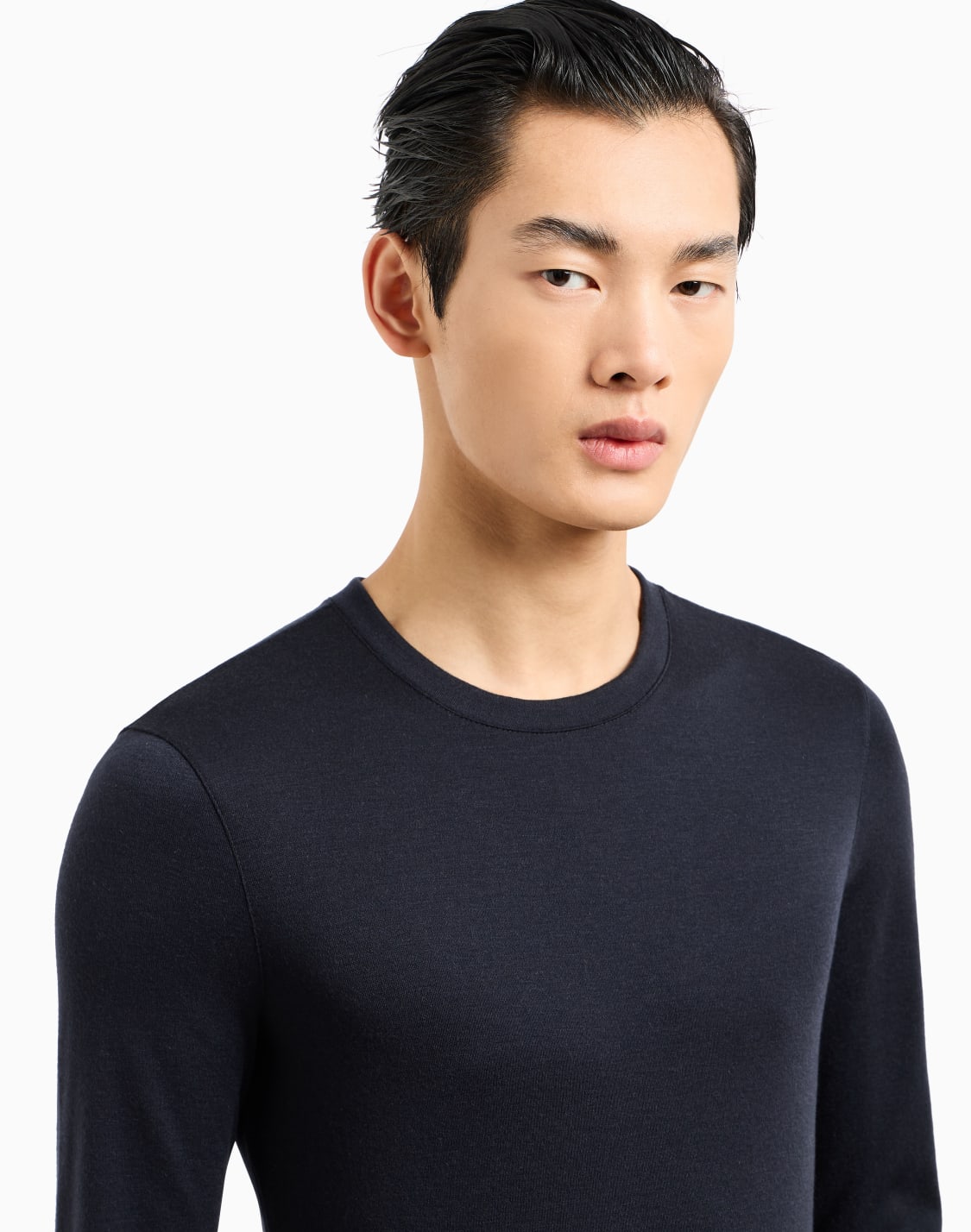 Pure cashmere interlock crew-neck jumper