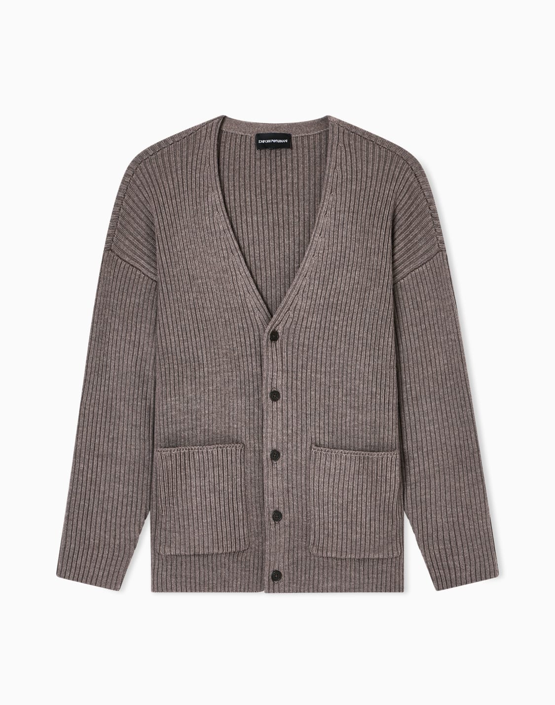 cardigan-mit-v-ausschnitt-aus-einer-woll-mischung-braun--emporio-armani