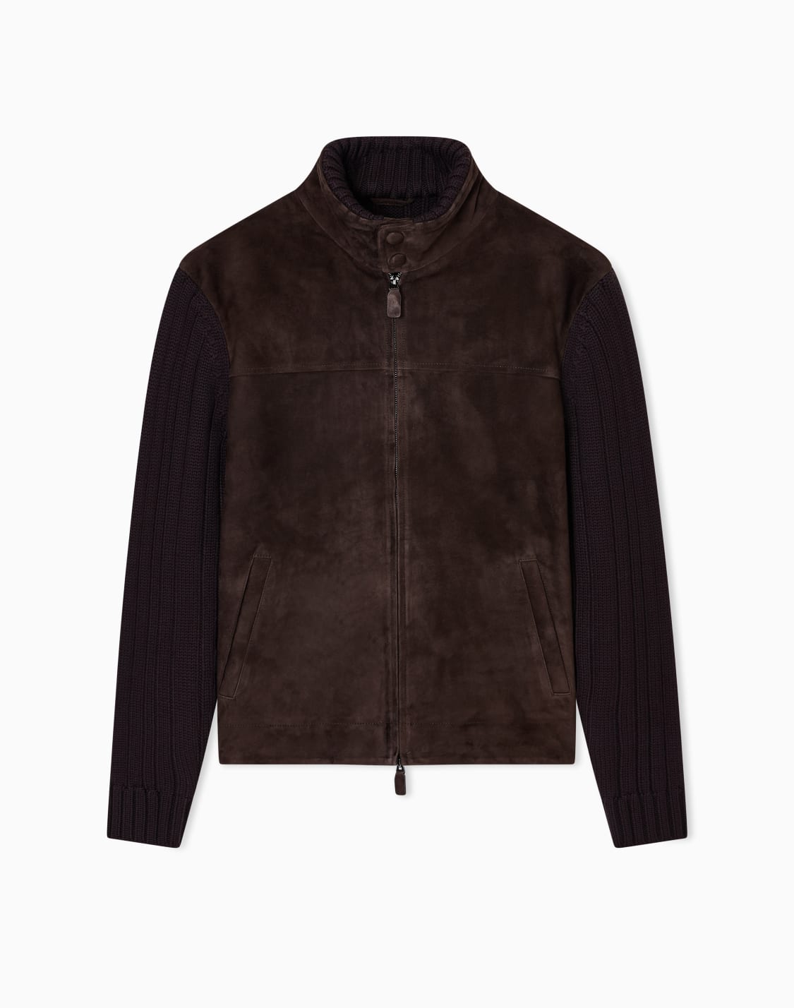 blouson-aus-einer-mischung-aus-veloursleder-und-woll-strick-grau--emporio-armani