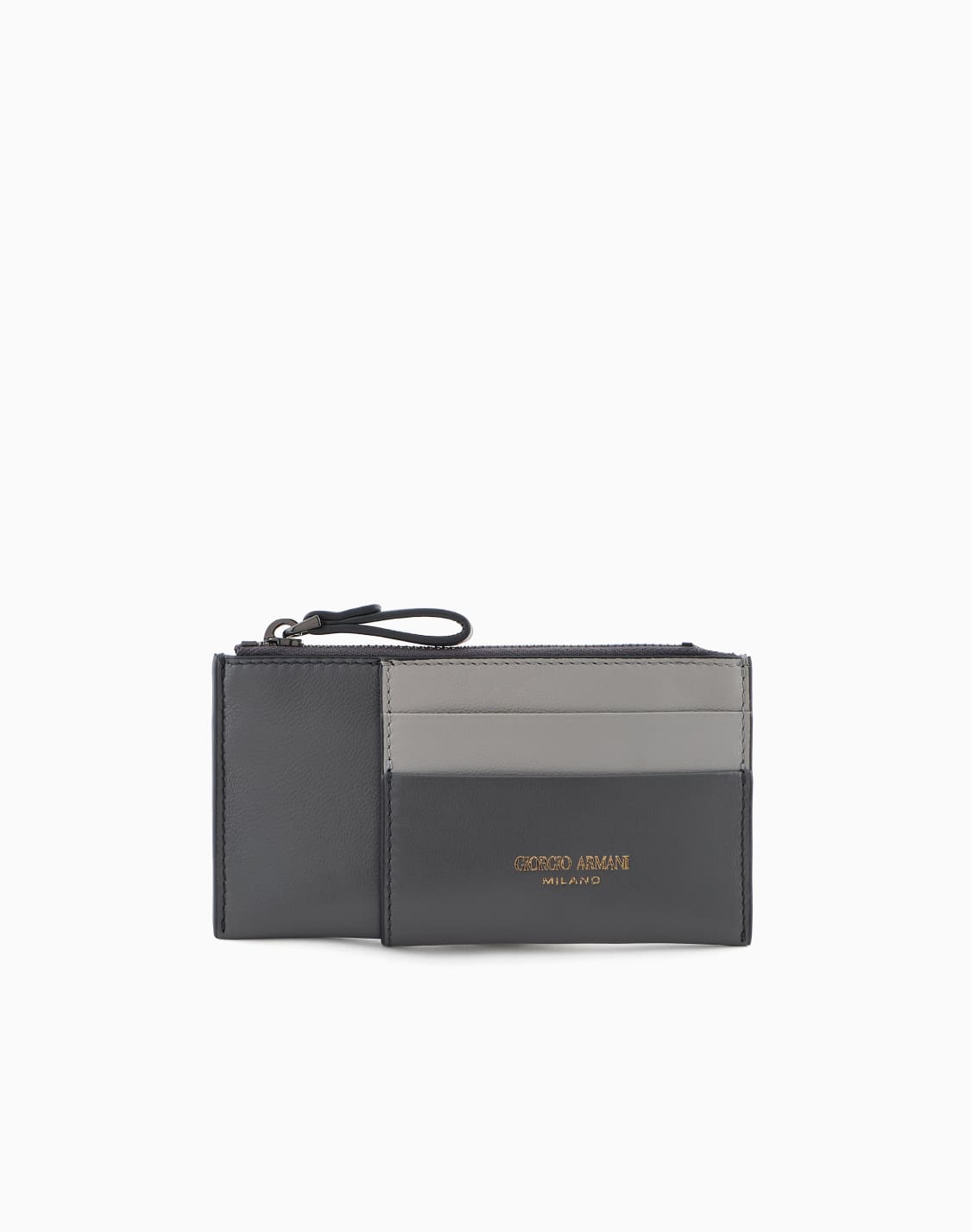 キリング付きジップウォレット-グレ--giorgio-armani