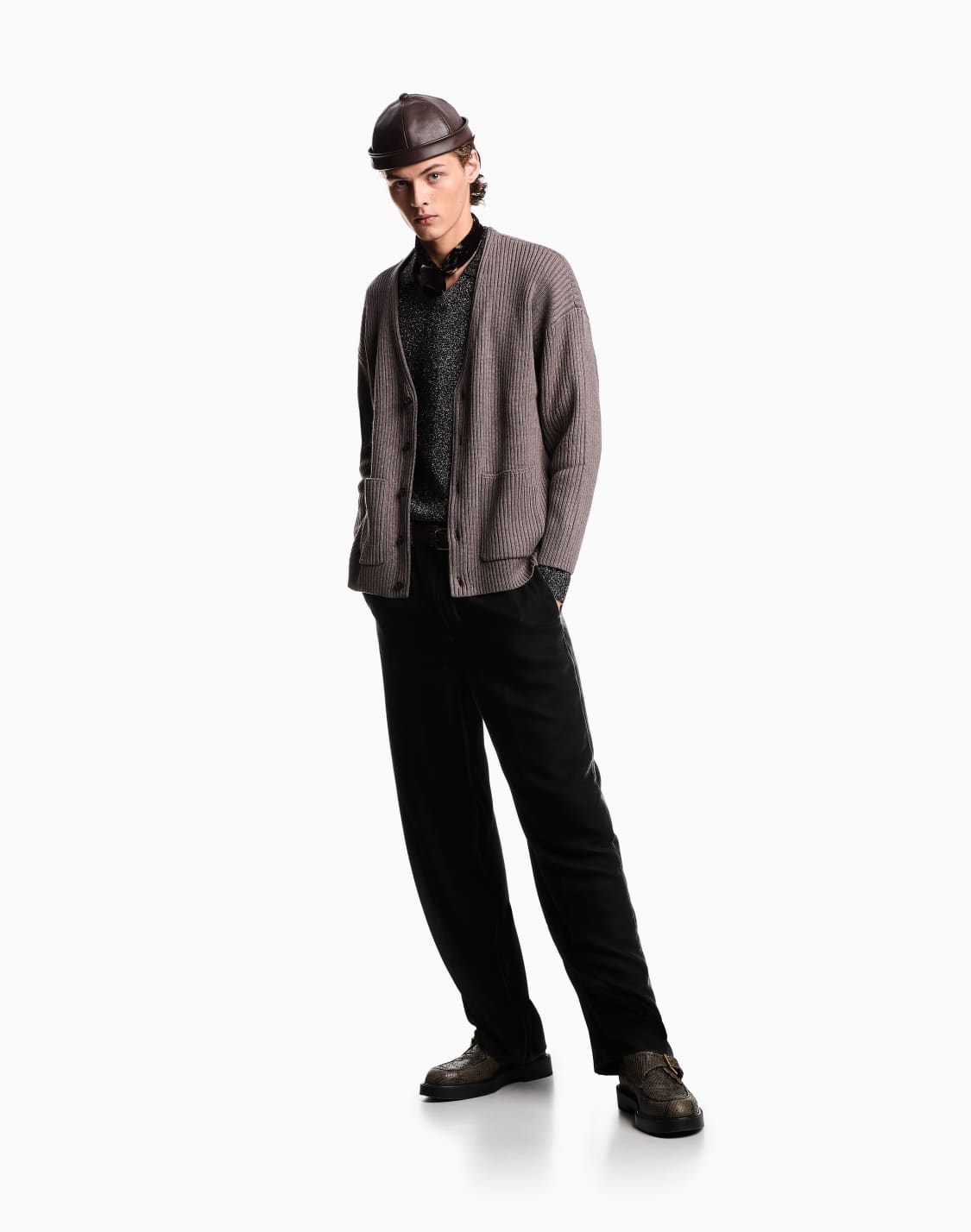 cardigan-mit-v-ausschnitt-aus-einer-woll-mischung-braun--emporio-armani