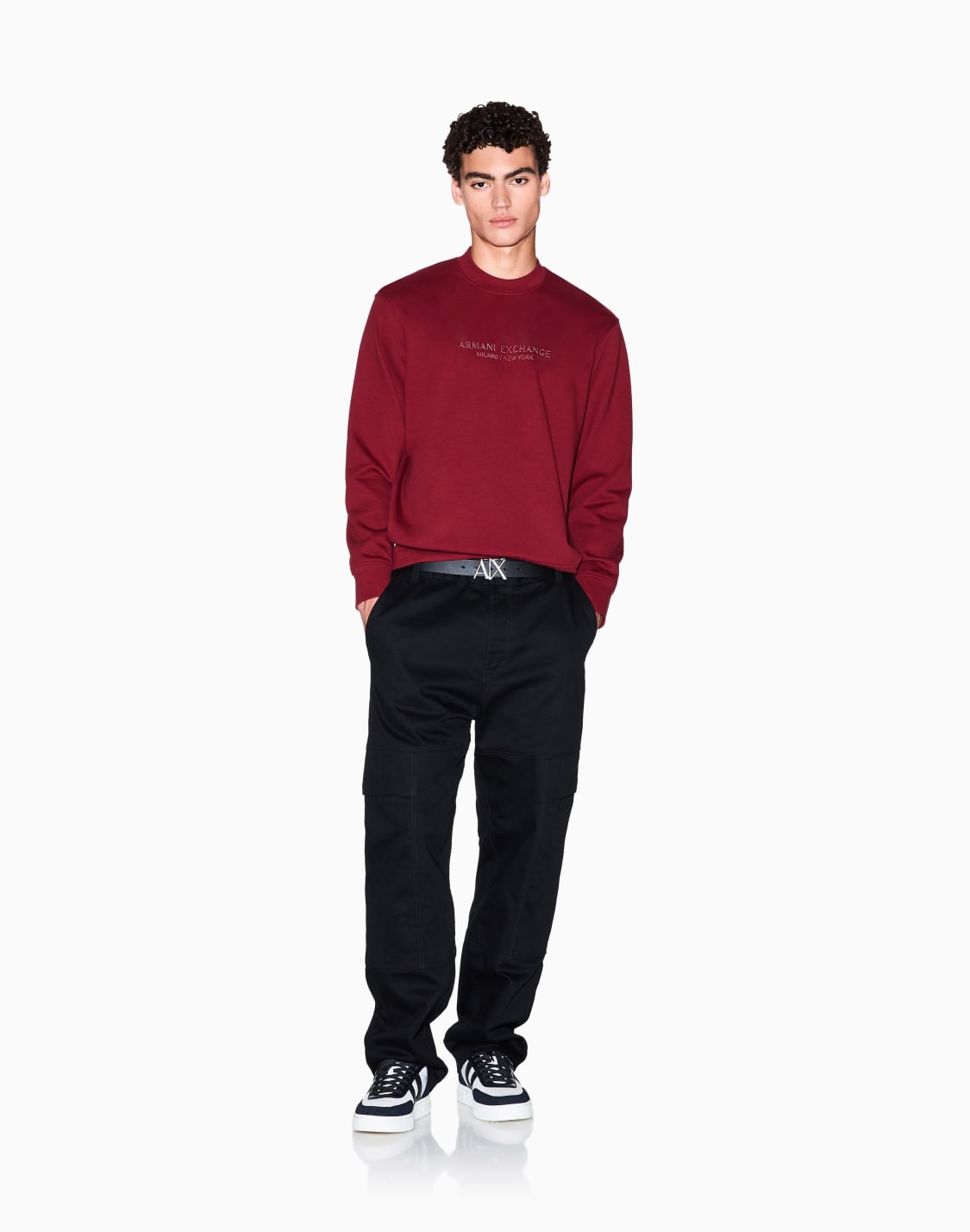 sweat-shirt-ras-du-cou-avec-logo-ton-sur-ton-bordeaux--armani-exchange