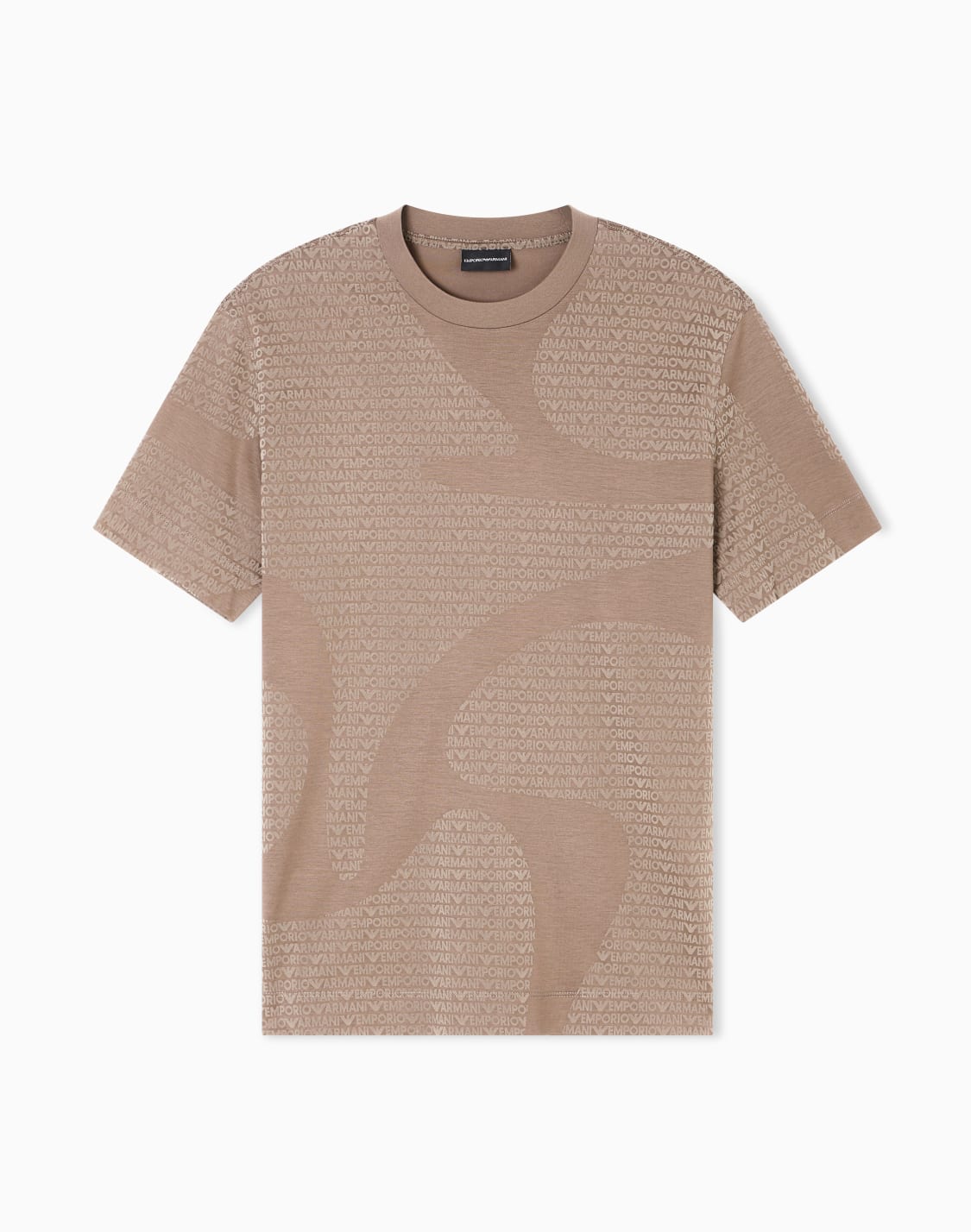 t-shirt-avec-logo-floqu-all-over-en-jersey-de-mlange-lyocell-asv-marron--emporio-armani