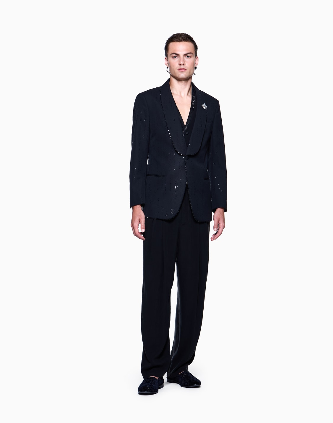 シングルブレスト-ウエストコト-バジンウル-ラインストンディテル-ブラック--giorgio-armani