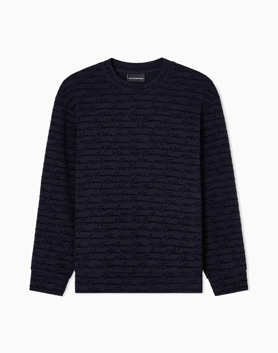 asv-lyocell-blend-jersey-sweatshirt-with-all-over-flocked-logo-navy-blue--emporio-armani