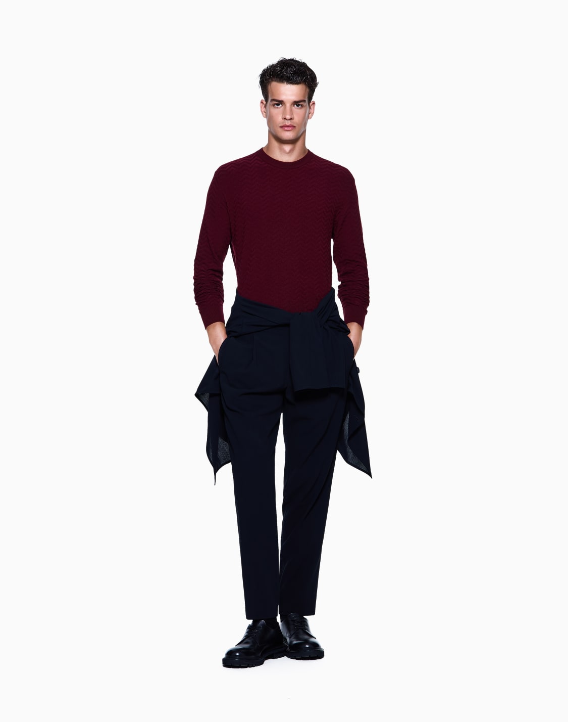 plated-chevron-virgin-wool-crew-neck-jumper-burgundy--giorgio-armani