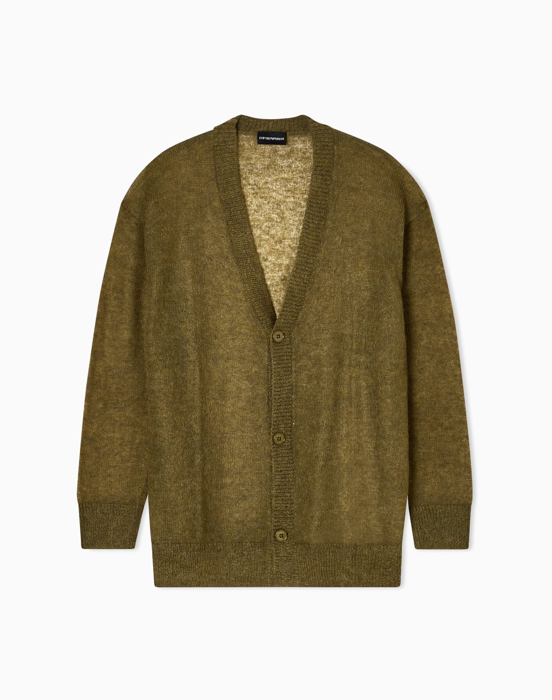 cardigan-encolure-en-v-en-mlange-de-mohair-avec-maille-jersey-lche-vert--emporio-armani