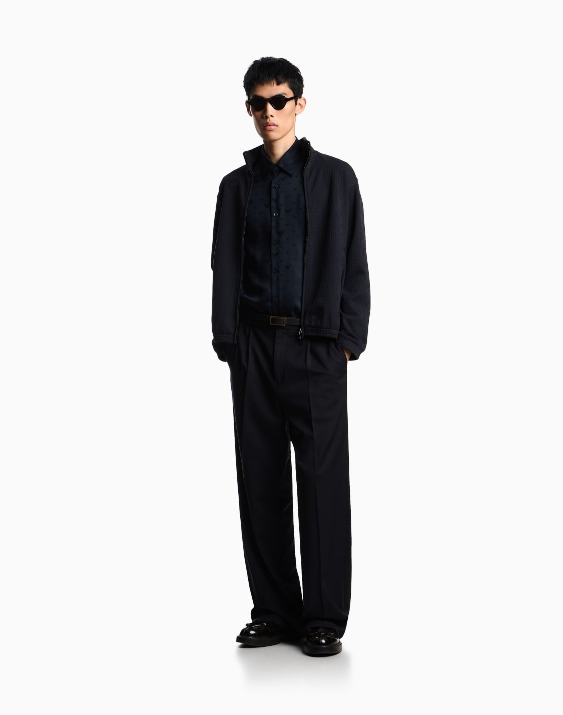jacquard-lyocell-shirt-with-all-over-eagles-blue--emporio-armani