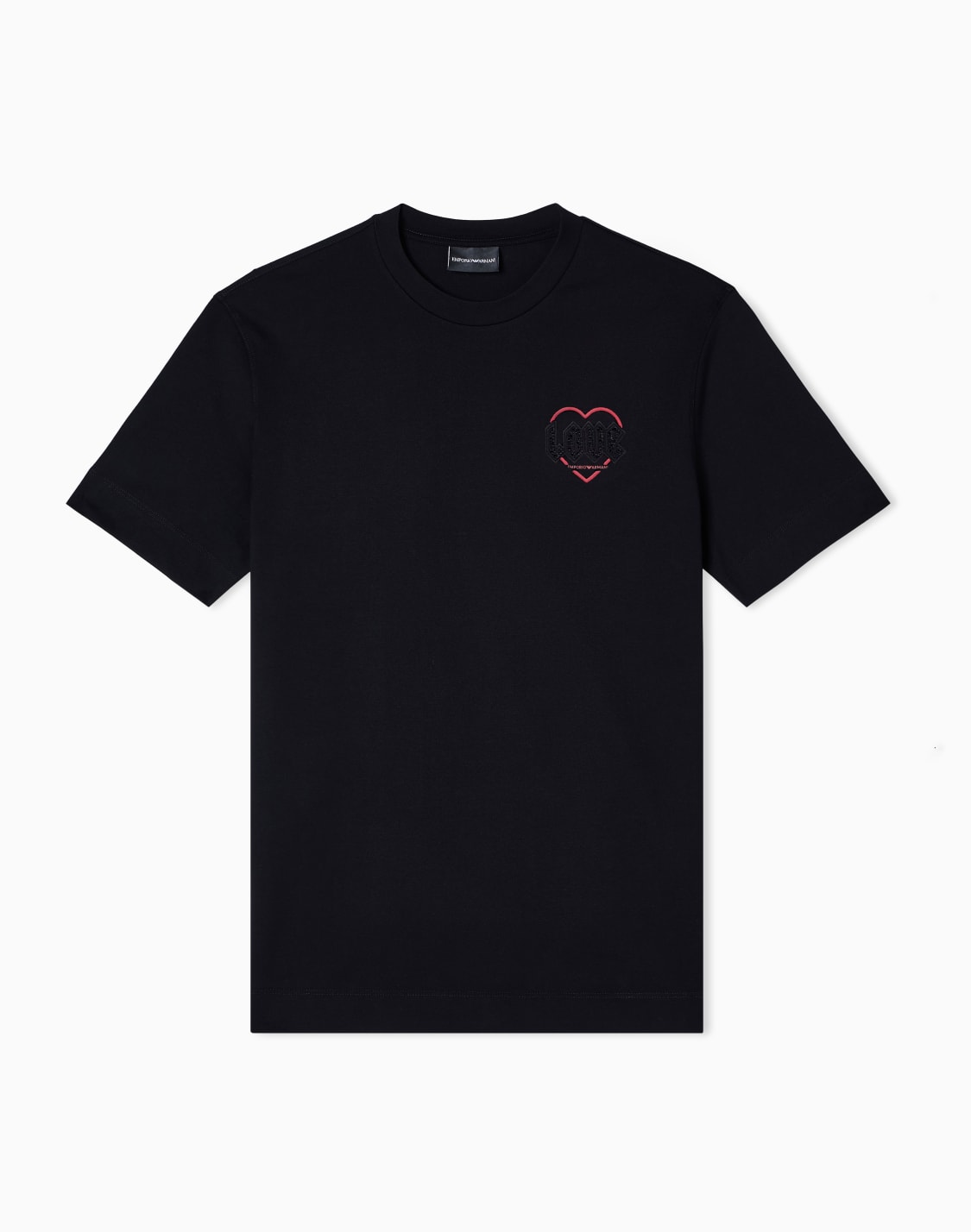 バレンタインデ-カプセルコレクション-tシャツ-リヨセル混紡ジャジ-刺繍-ブラック--emporio-armani