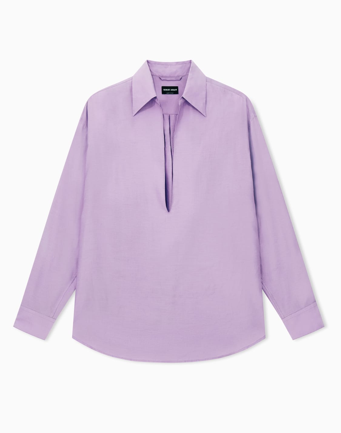 camicia-aperta-in-lyocell-e-seta-viola--giorgio-armani