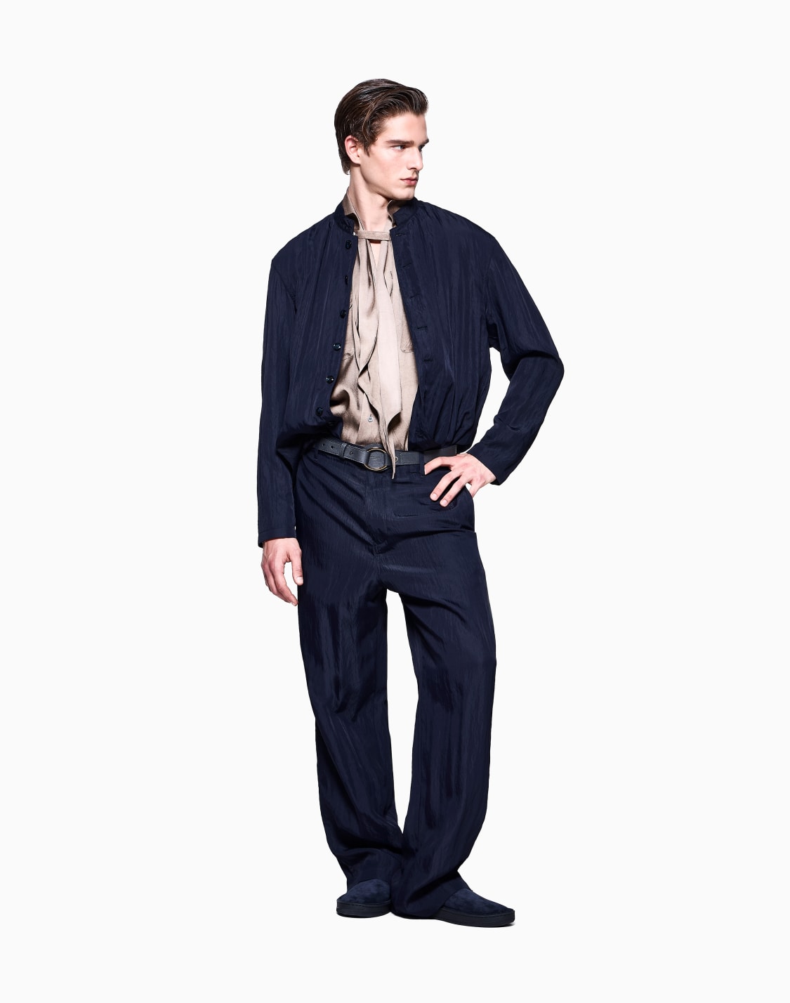 pantaloni-flat-front-in-twill-tecnico-di-viscosa-grigio--giorgio-armani