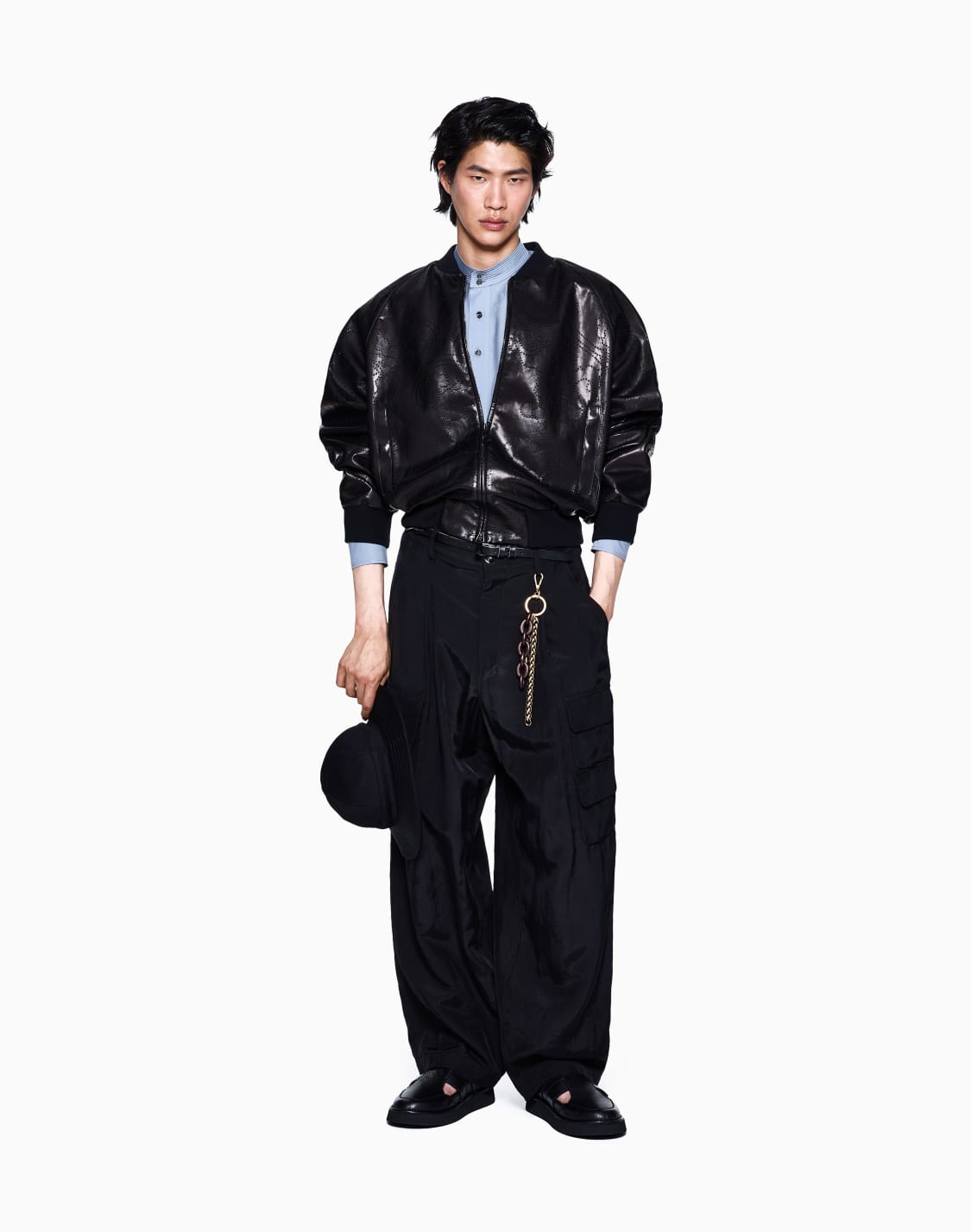 マルチポケットパンツ-リネンビスコス-ブラック--giorgio-armani