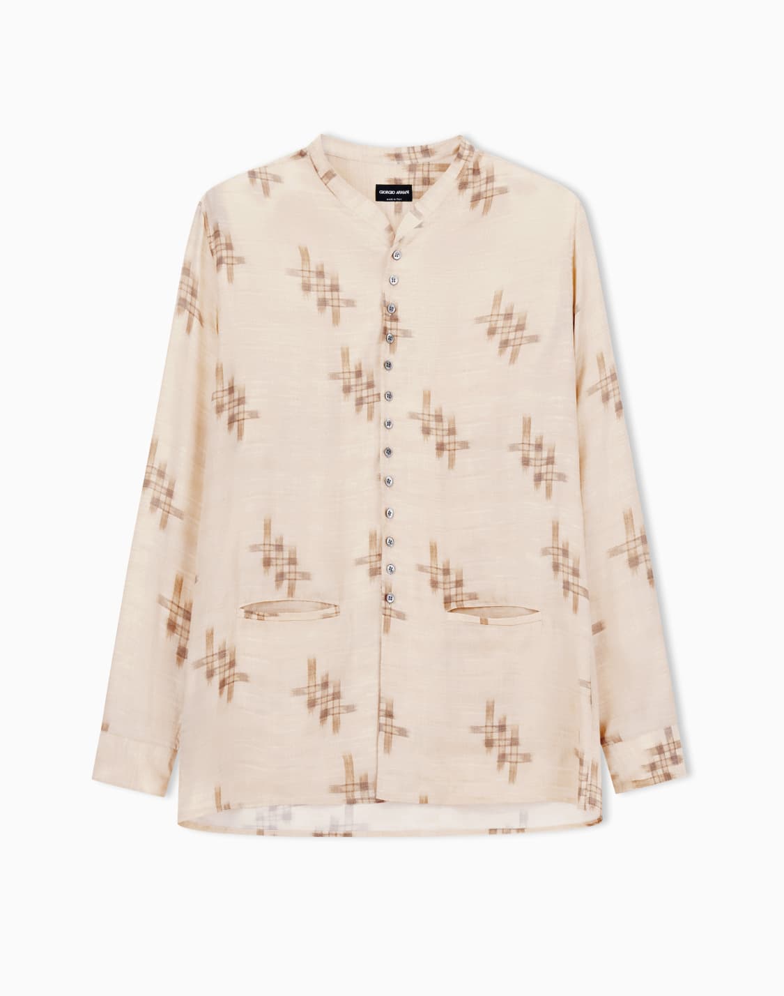 プリントシャツ-シルク製-ベジュ--giorgio-armani