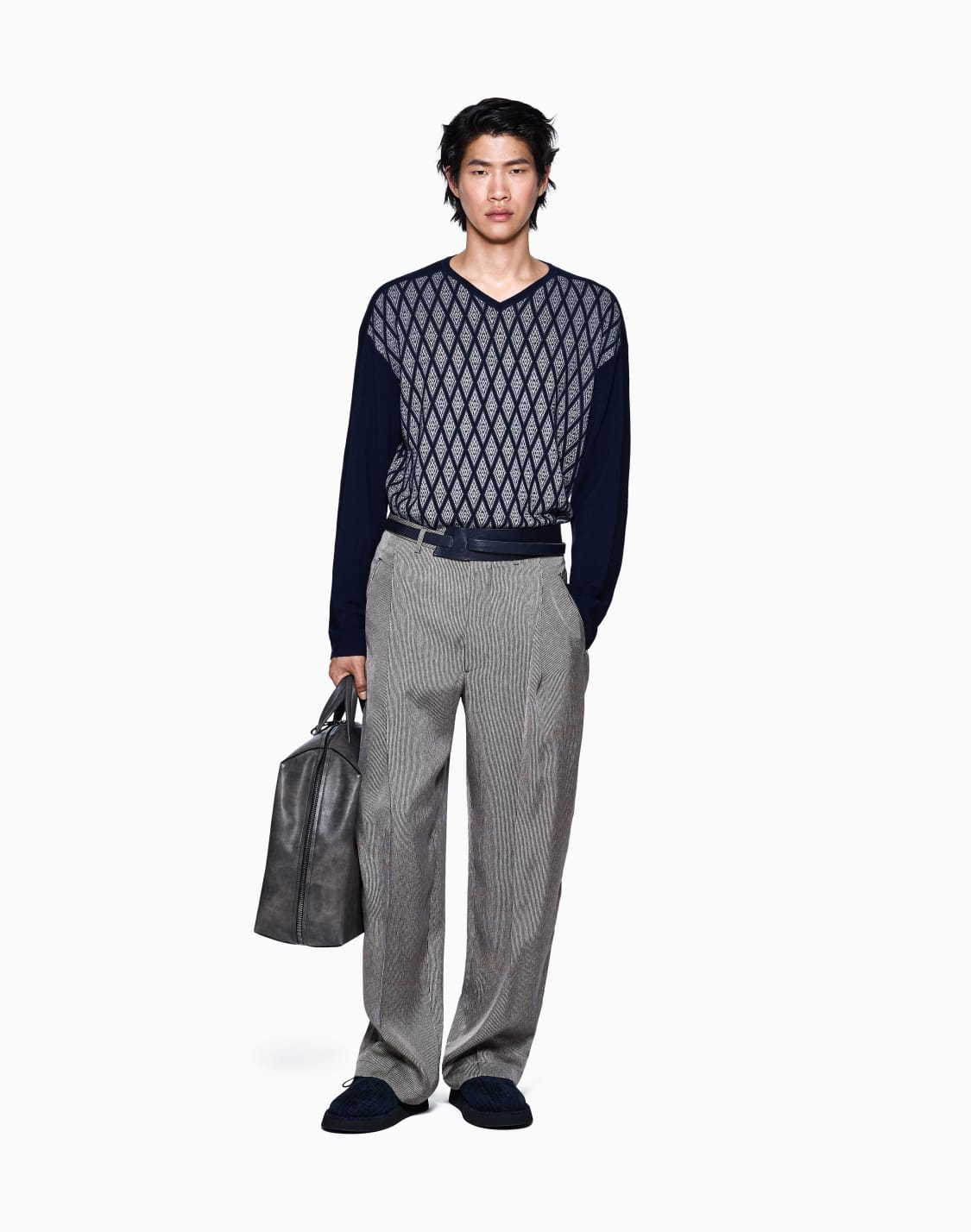 シングルタックパンツ-リヨセルシルク-プリント-ブラック--giorgio-armani