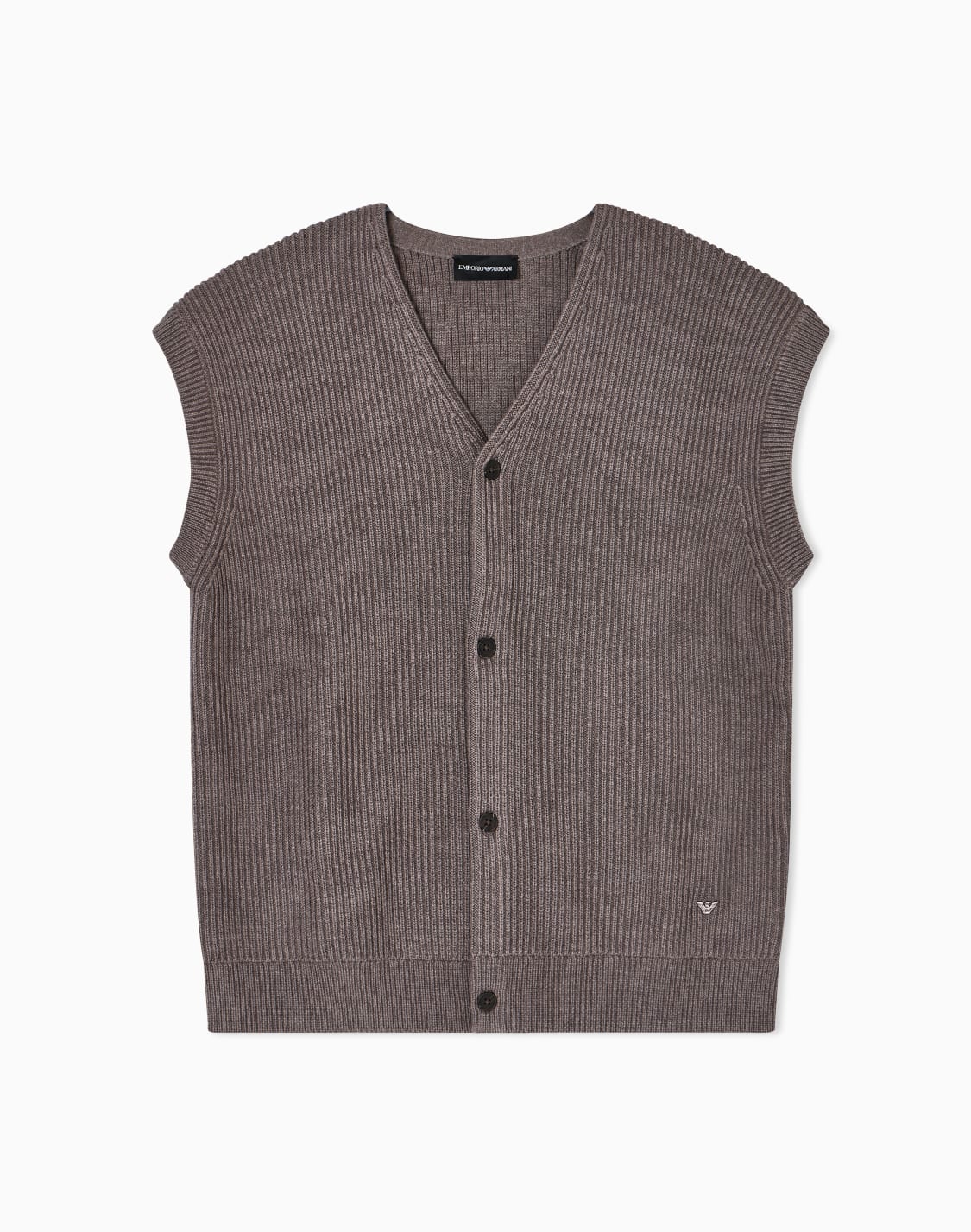 gerippte-button-down-weste-aus-einer-woll-mischung-braun--emporio-armani
