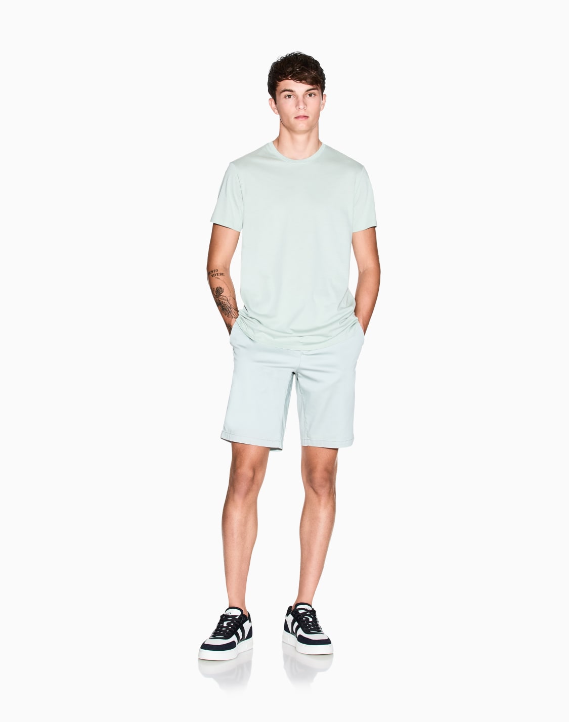 bermuda-shorts-in-satin-stretch-fabric-green--armani-exchange