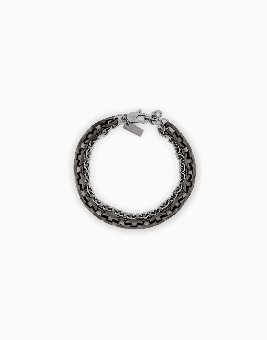 -gunmetal-and-silver-tone-stainless-steel-double-chain-bracelet-multicoloured--armani-exchange