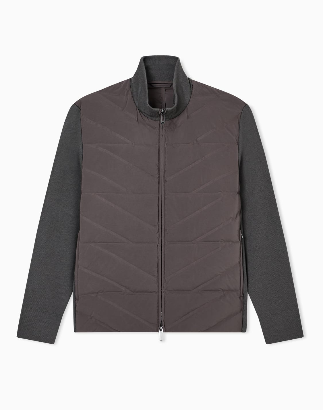 travel-essentials-two-piece-effect-full-zip-down-jacket-with-knit-sleeves-grey--emporio-armani