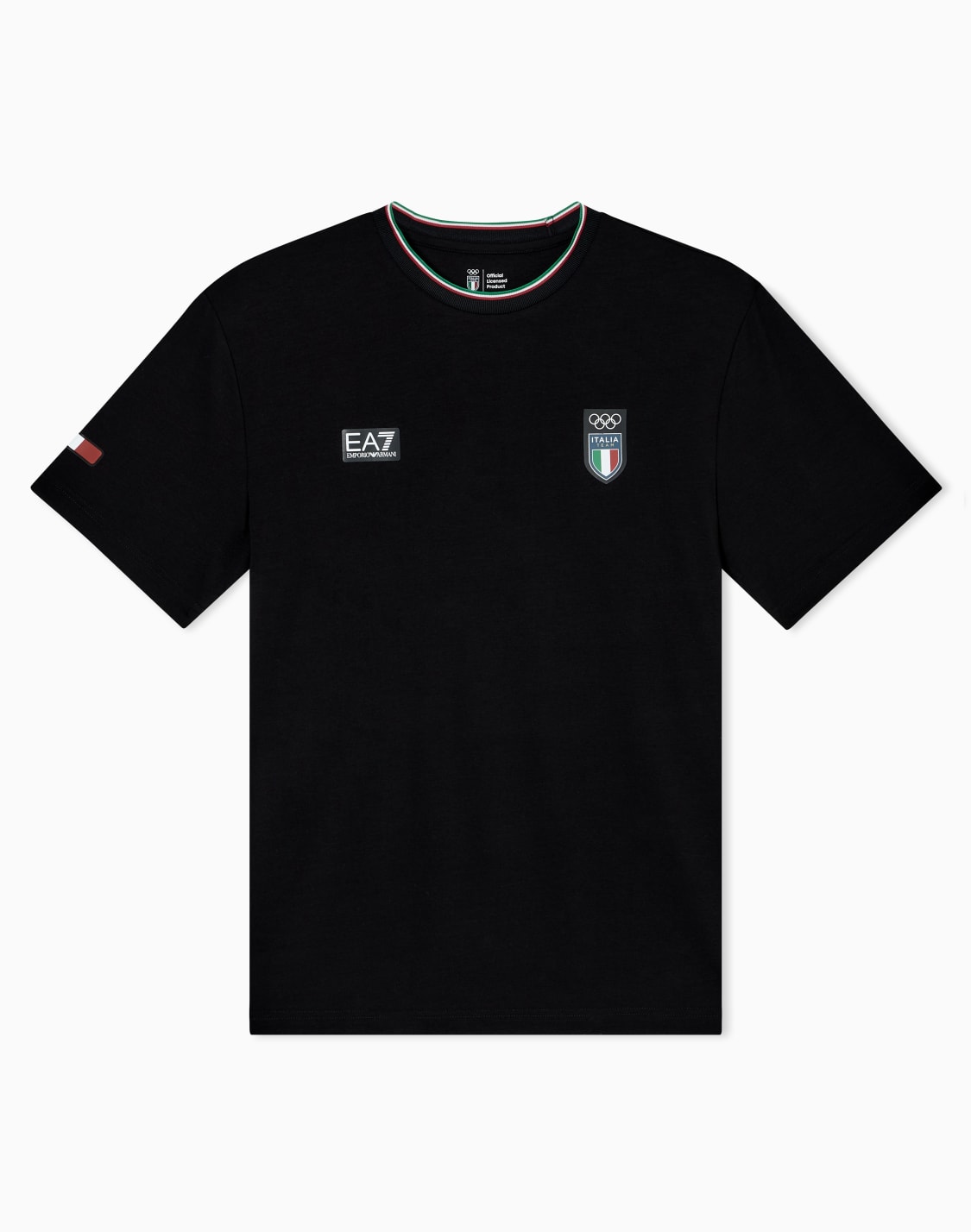 italia-team-milano-cortina-2026-t-shirt-girocollo-a-manica-corta-in-jersey-stretch-nero--ea7