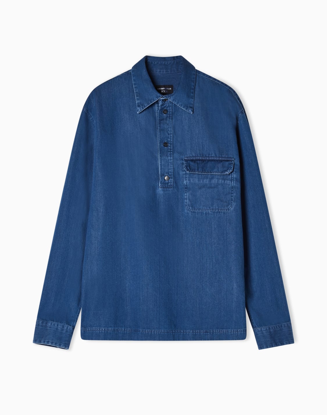 icon-데님-폴로-칼라-셔츠-블루--emporio-armani
