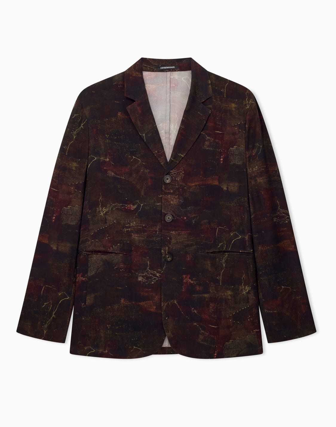 single-breasted-jacket-in-cupro-twill-with-all-over-print-brown--emporio-armani
