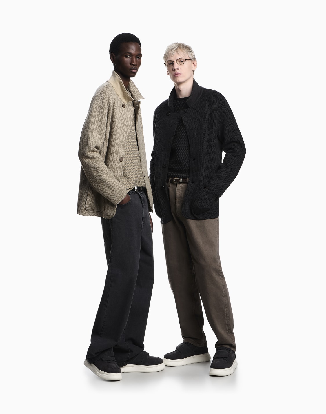 icon-ジャケット-ウルニット-ジャカドシェブロン-ベジュ--emporio-armani