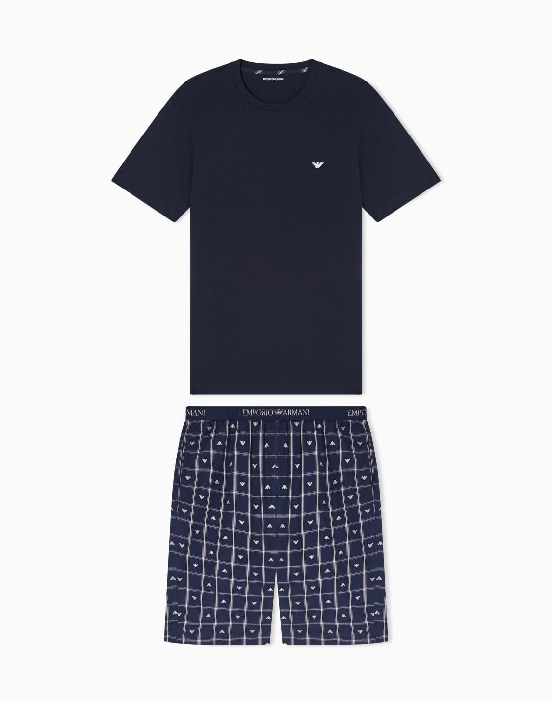 pigiama-con-bermuda-pattern-logo-jacquard-blu--emporio-armani