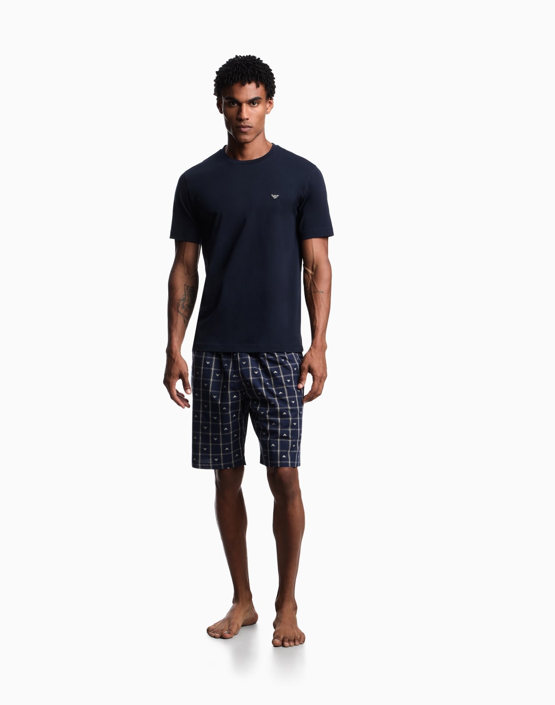 pigiama-con-bermuda-pattern-logo-jacquard-blu--emporio-armani