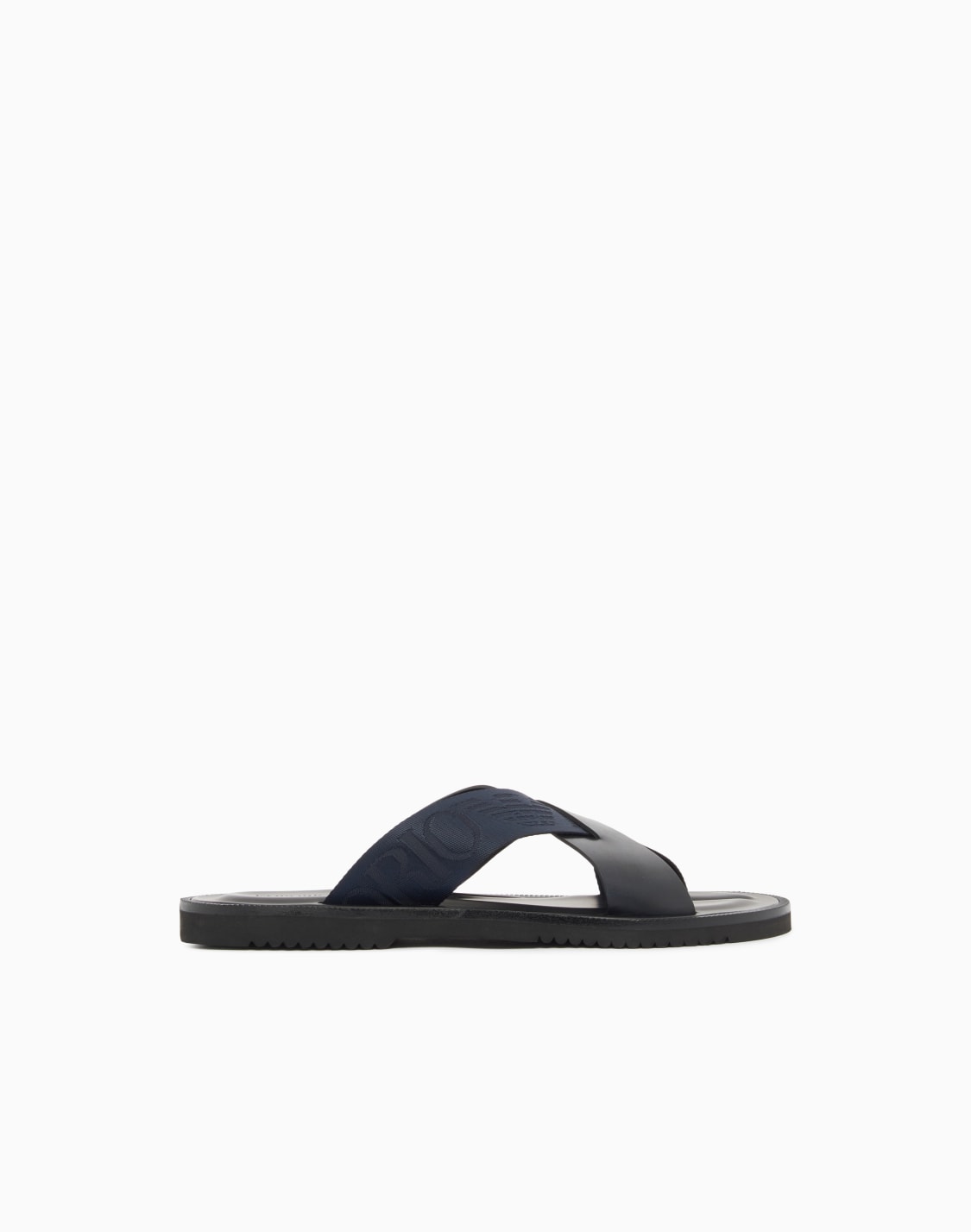 クロスサンダル-レザ製-ロゴテプ-ネイビブル--emporio-armani