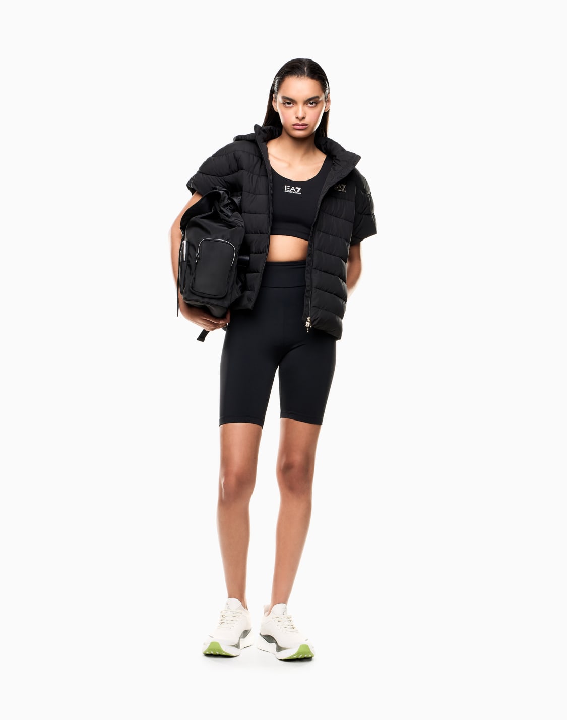 core-lady-nylon-padded-jacket-with-short-sleeves-black--ea7