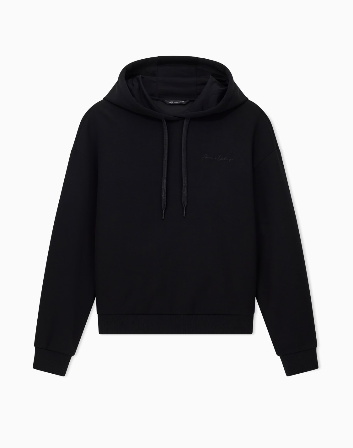 axロゴ-フデッドスウェットプルオバ-ブラック--armani-exchange