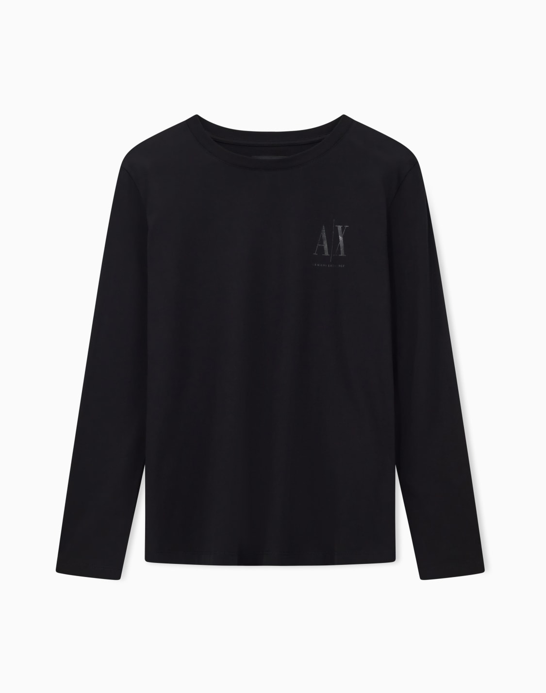 axロゴ-長袖クルネックtシャツ-ブラック--armani-exchange