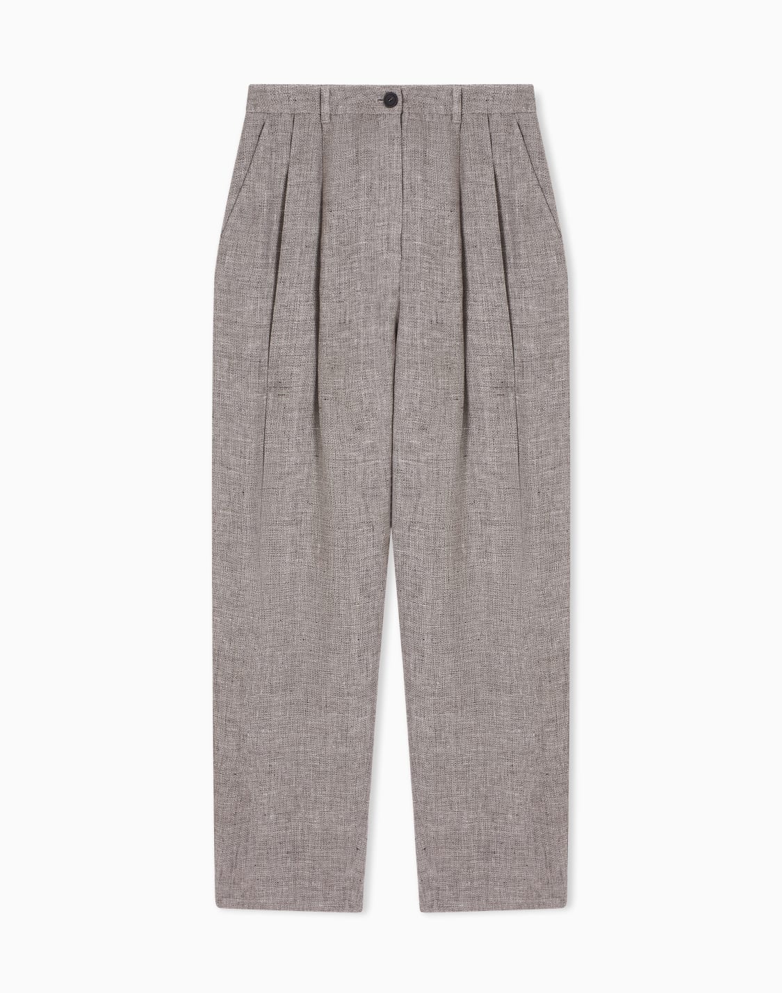 pleated-trousers-in-basketweave-linen-brown--emporio-armani