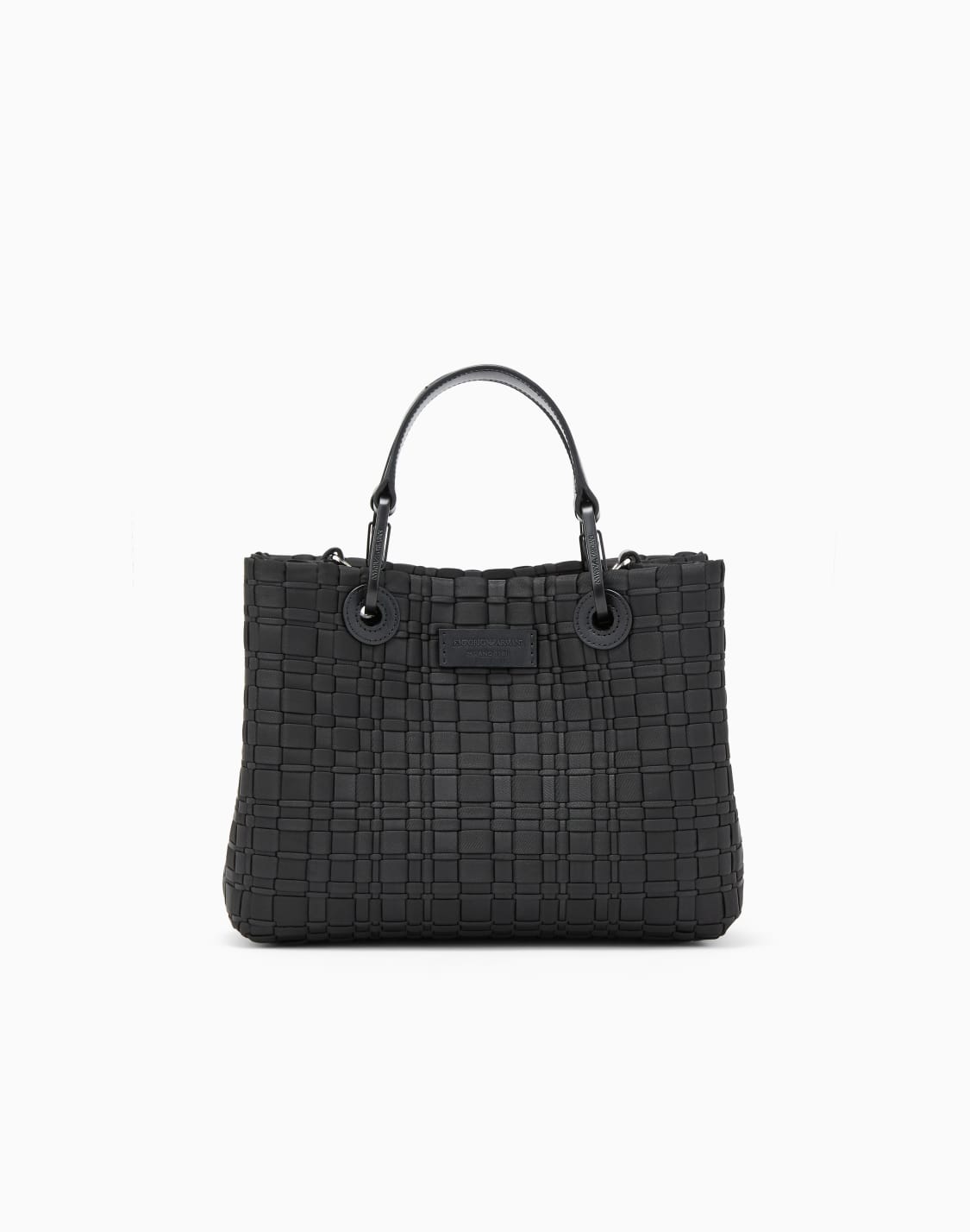 bolso-shopper-myea-pequeo-en-nailon-trenzado-negro--emporio-armani