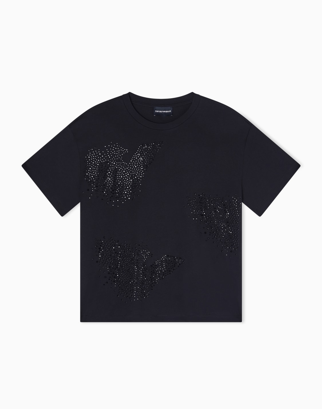 jersey-t-shirt-with-rhinestone-eagle-asv-negro--emporio-armani