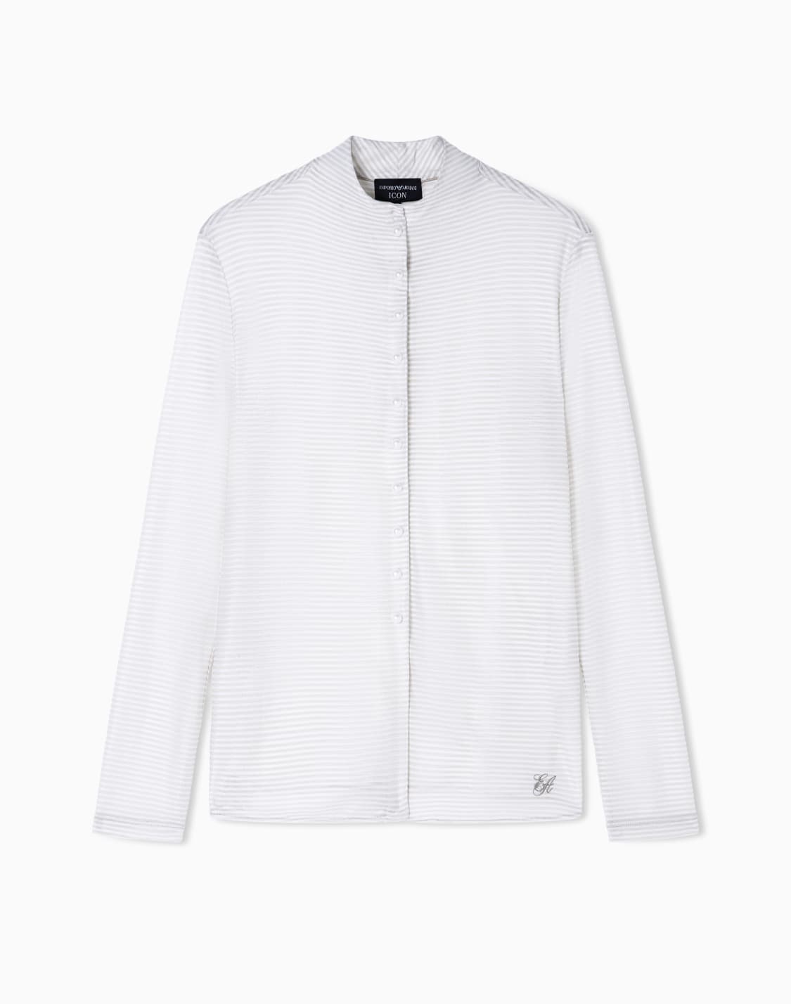 icon-bluse-aus-leichtem-gestreiftem-jersey-mit-grandad-kragen-beige--emporio-armani