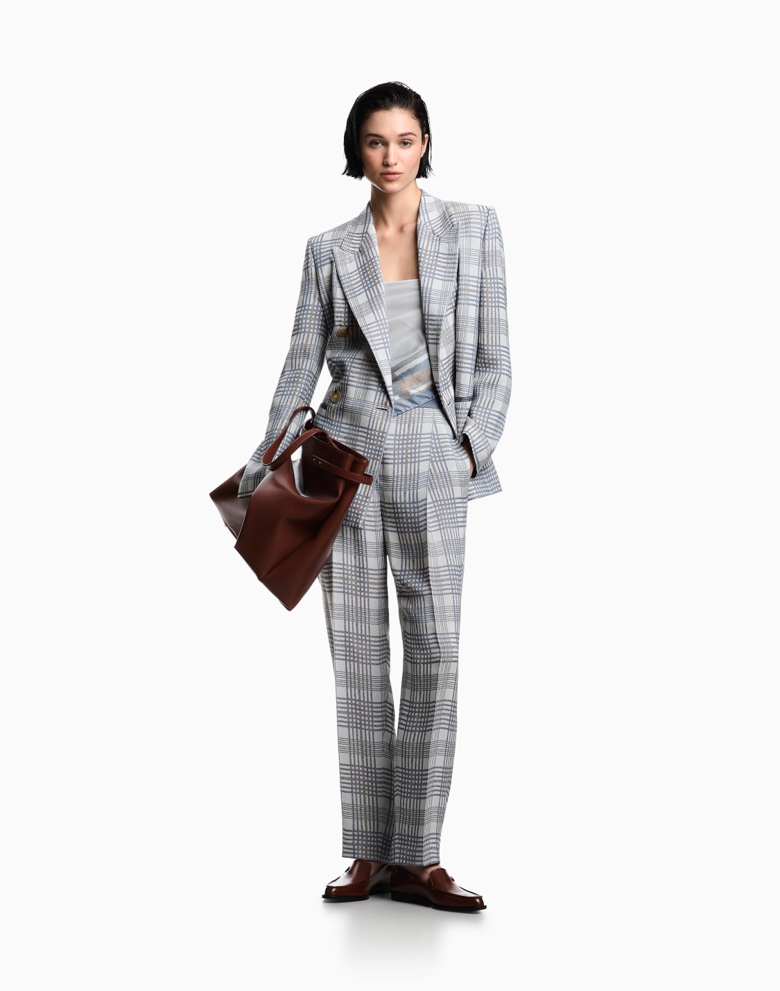 ダツパンツ-ジャカド-シェブロンモチフ-ブル--emporio-armani