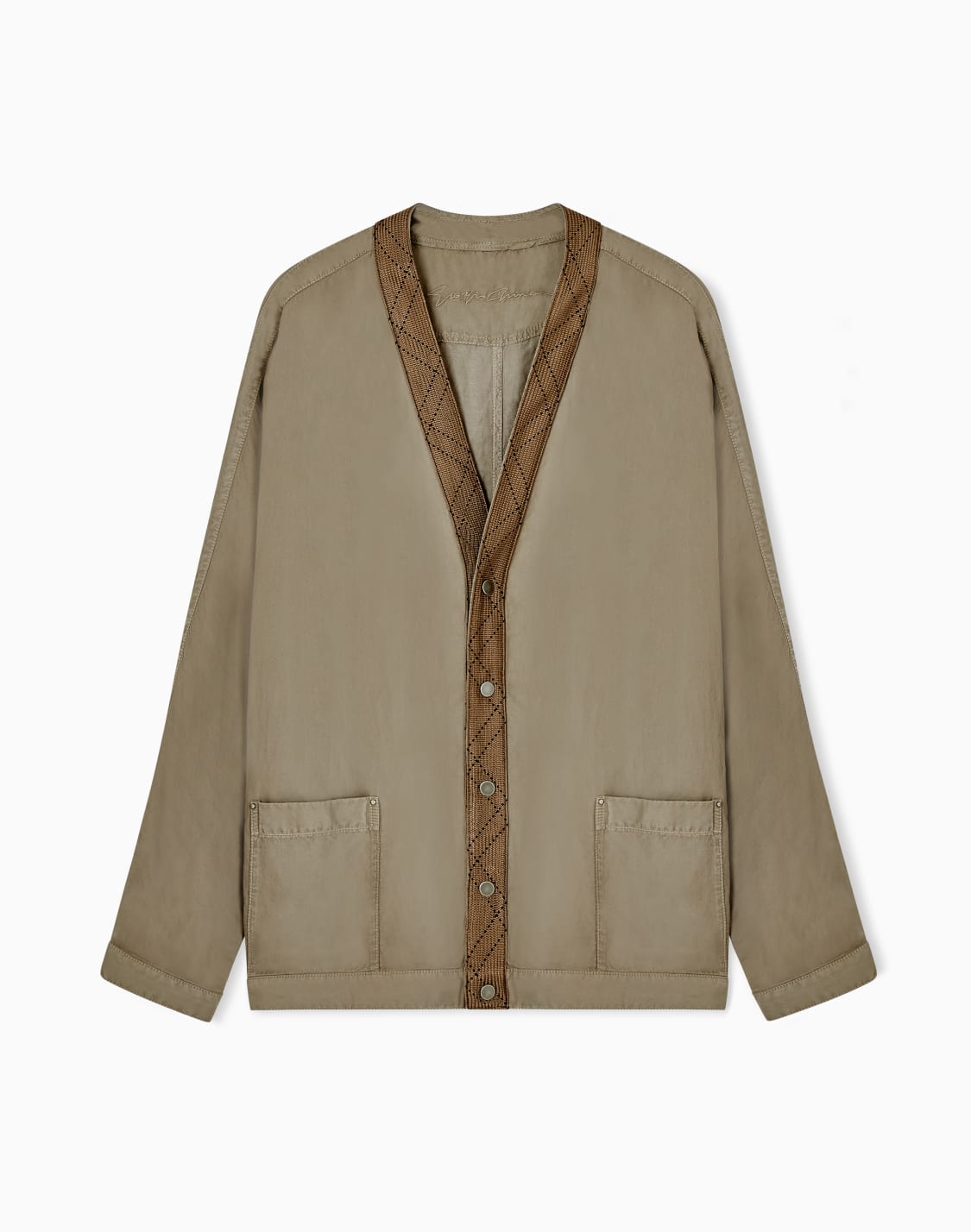 hemdjacke-aus-cupro-und-leinen-braun--giorgio-armani