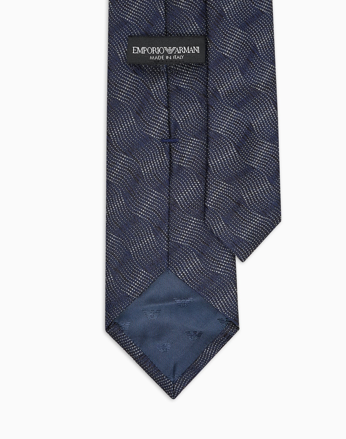 ネクタイ-ピュアシルク-ジャカド-ネイビブル--emporio-armani