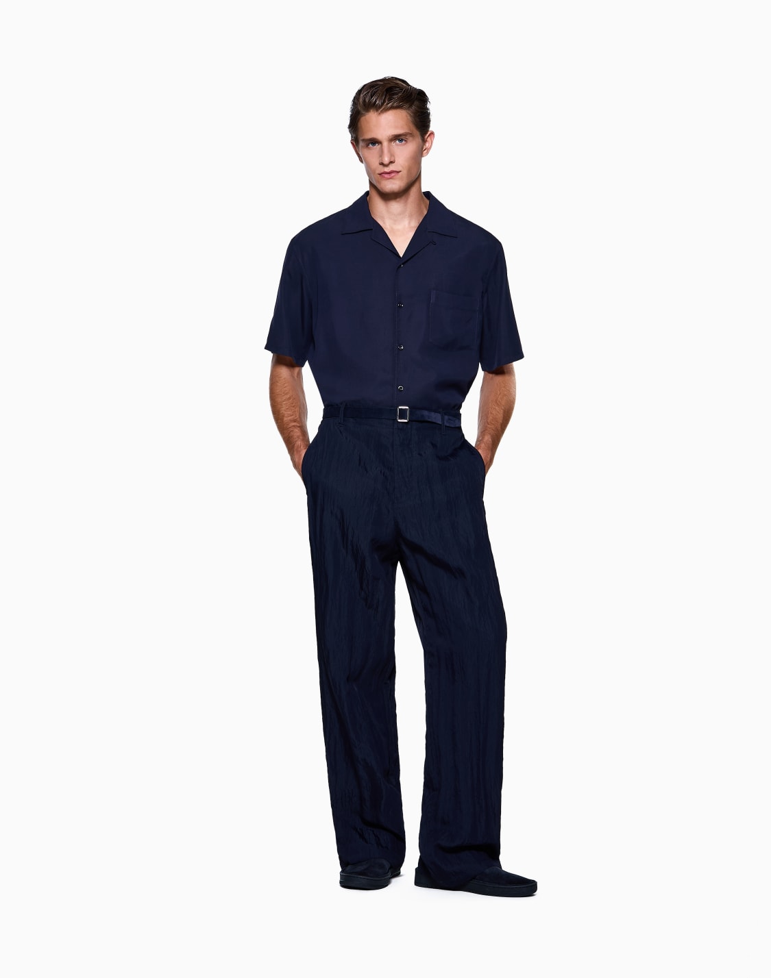 camicia-a-maniche-corte-in-misto-viscosa-asv-blu-navy--giorgio-armani