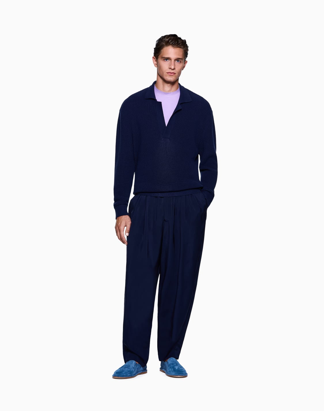 long-sleeved-polo-shirt-in-cotton-and-cashmere-with-a-half-fishermans-rib-navy-blue--giorgio-armani