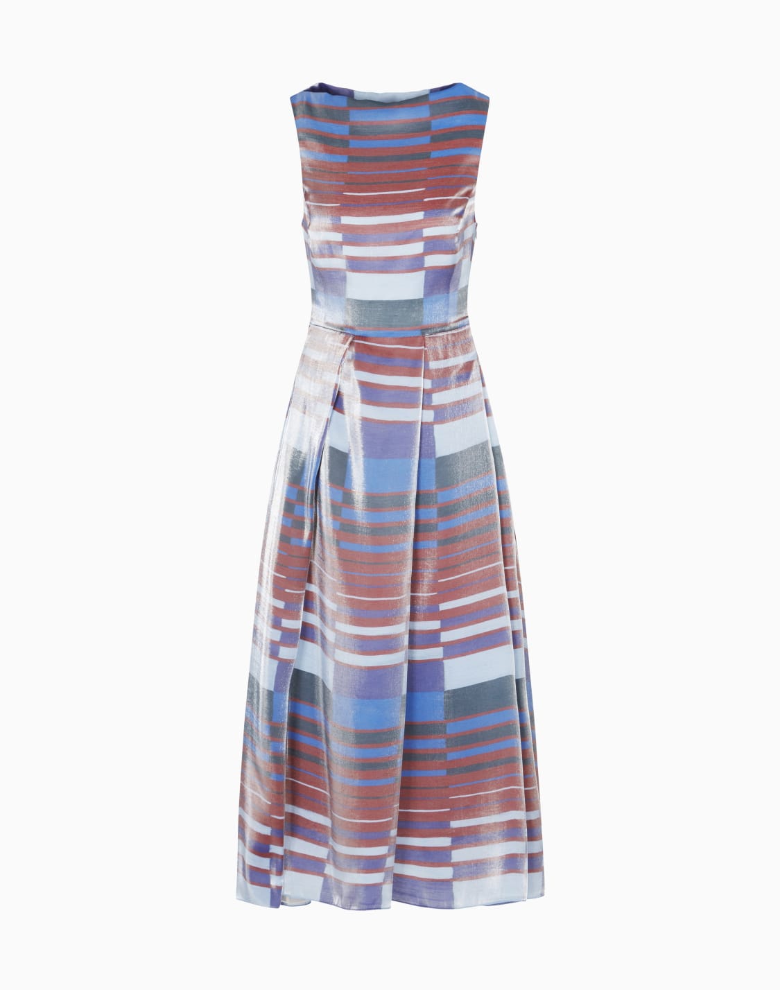 technical-cady-sleeveless-dress-with-pleats-patterned--emporio-armani